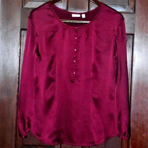 100% Silk Blouse Long Sleeve Size Small
